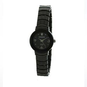 Vintage GRUEN Dimond Ladies Watch Black Tone Stretch Band in original box GU5015